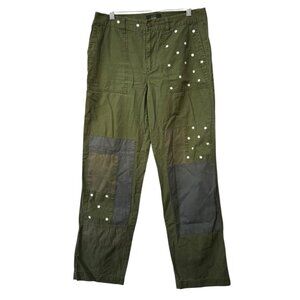 J CREW Embroidered‎ Boyfriend Chino Pants with Patches Women's Green Size 10T